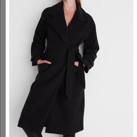 Belted Wrap Front Faux Wool Coat express jacket large $380 value winter coat - Picture 1 of 4